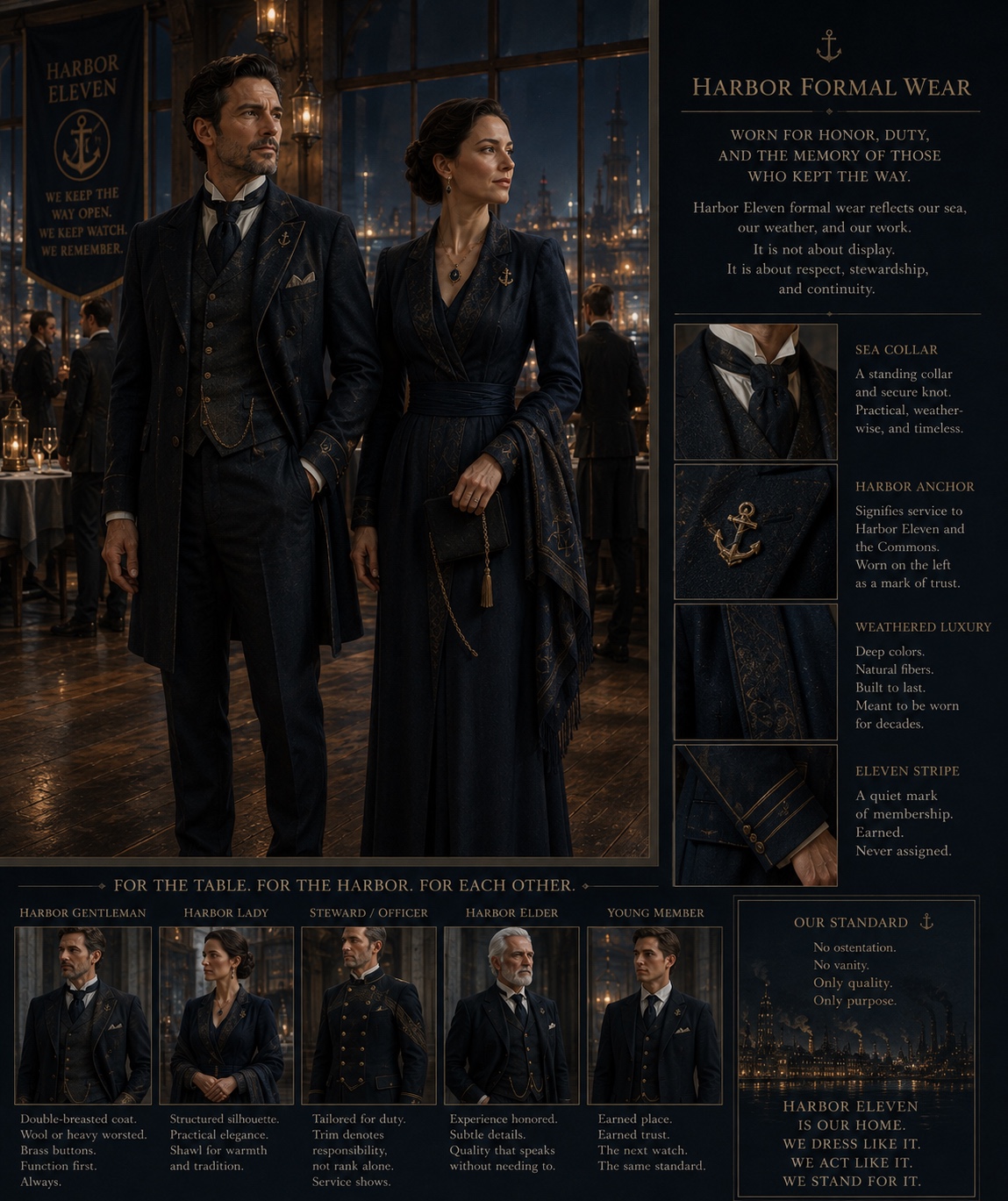 Harbor Eleven Formal Wear styles infographic